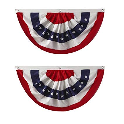 Nantucket Home Traditional Red, White and Blue Buntings 18" x 36" Set of 2