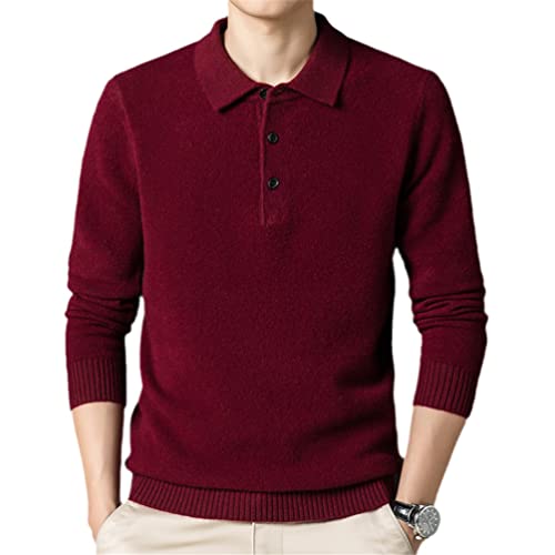 USTZFTBCL Suéter de cachemira Suéter de lana de los hombres Suéter de suéter de color sólido, rosso, L Cover