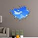 AUVS® 3D Amovibles Briser Le Mur Autocollant Vinyle Stickers Muraux /mur Peintures, Art Autocollants Décorateur Small Blue Sky (50x70cm)