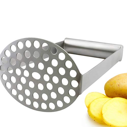 SMBAOFUL Presse-purée en acier inoxydable Presse-purée innovant, robuste et stable, presse douce des fruits et légumes sans aucun effort supplémentaire,argent