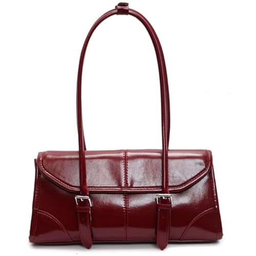 Sac à bandoulière bordeaux en cuir PU chic pour le travail