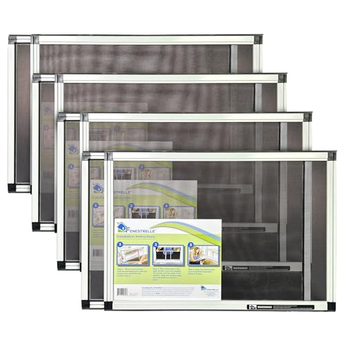 Fenestrelle Expandable Window Screen – 15″ H × 21″–40″ W Horizontal, 2‑Way Adjustable Window Screen with Flame Resistant Fiberglass Mesh, Pack of 4