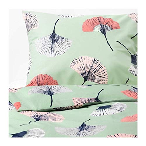 IKEA Tovsippa Duvet Cover and Pillowcases Green Floral Patterned Size: Full/Queen (Double/Queen) 004.168.91