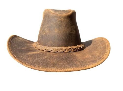 Leder Cowboyhut Western Australian Style Braun Crazy Horse Buschhut Echtes Leder Hut Geschenk für Sie / Ihn, Braun 2, 60 Leder Cowboyhut Western Australian Style Braun Crazy Horse Buschhut Echtes Leder Hut Geschenk für Sie / Ihn, Braun 2, 60