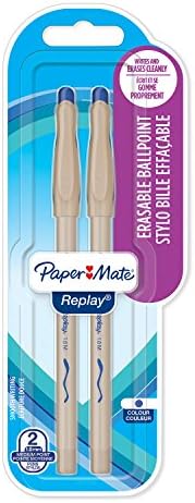 Paper Mate Replay Erasable Ballpoint Pen | Medium Point (1.0mm) | Blue | 2 Count