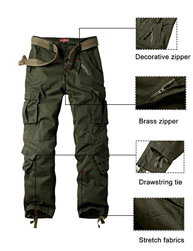 Xnmaya Cargo Pants For Women, Military Army Camo Combat Trousers,Work Camping Hiking Casual Pants With Pockets Army Green Us 16 #TOP3