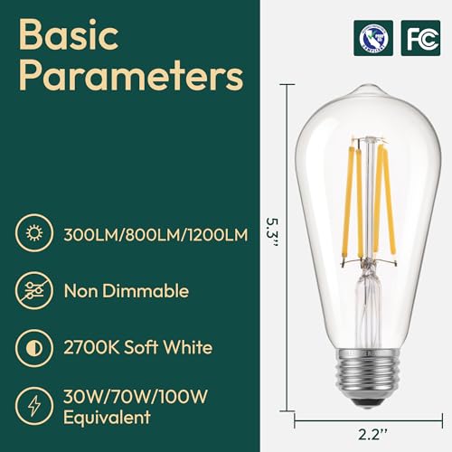 Image of ALAMPEVER 3 Way Light Bulbs 4 Pack, 30 /70 /100W Equivalent, Bright ST19 LED Light Bulb, 2700K Soft White, 300 /800 /1200LM, 3 /5 /8W, E26 Base, Non-Dimmable, Ideal for Living Room, Bedroom, Home Office