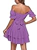LYANER Women's Tie Back Off Shoulder Wrap Layer Ruffle Short Sleeve Mini Dress Lilac XX-Large #1