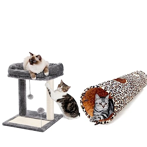 Rascador para gatos con túnel plegable y cama miniatura 1