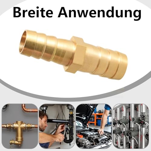 QZKJQDD 2 Stück Schlauchverbinder 10mm x 8mm Messing, Schlauchverbinder Adapter, Schlauch ID Messing Reduzierstück, Schlauchtülle Hose Barb, Schlauchtülle für Wasser, Gas, Luft