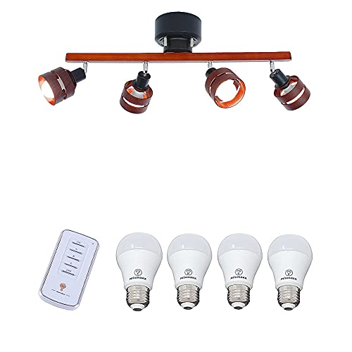 Kozumi照明 照明器具 天井ライト 天然木 4灯 シーリングスポットライト スポットライト ダイニング 間接照明 天井 おしゃれ リビング 北欧 インテリア照明 ペンダントライト リモコン式 LED電球付き 8畳