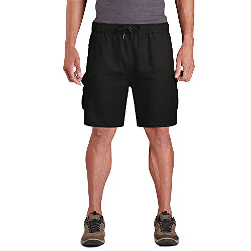 COOFANDY Men's Cargo Shorts Elastic Waist Relaxed Fit Cotton Casual Outdoor Lightweight Shorts with Multi Pockets Black