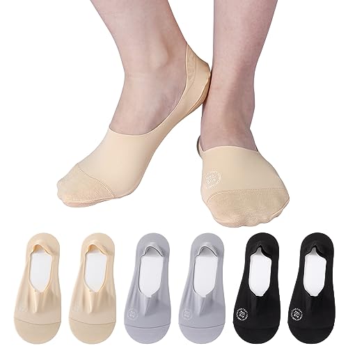 TAGVO 6 Pares Calcetines Invisibles Mujer de Seda Helada, Antideslizantes Absorben el Sudor Transpirables Anti-Olor, Cortos Tobilleros Casuales para Zapatos Planos Náuticos