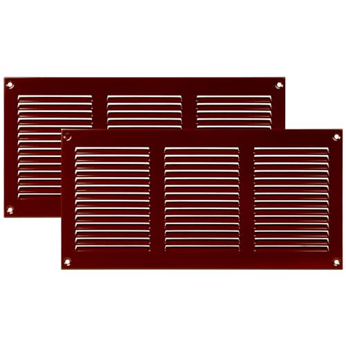 Vent Systems 30 x 15 cm – Paquete de 2 cubiertas para rejilla de ventilación – Marrón – Rejilla de retorno de aire de metal con pantalla de protección integrada contra plagas