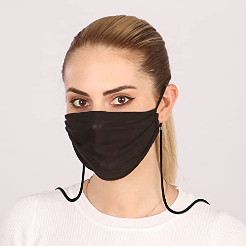 Wild & Bold 4Pcs Breathable Mesh Black Face Mask For Men Women And Youth With Neck Strap Resuable Washable Party Mask Indoor And Outdoor Sport Cloth Mask With Adjustable Earloop (Black) #TOP7