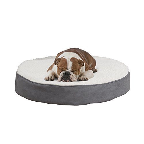 Petmaker Round Pet Bed- Memory Foam Pillow Top Reversible Cat And Dog Bed With Removable Sherpa/Micro-Suede Machine Washable Cover 30 X 5 Gray #TOP6