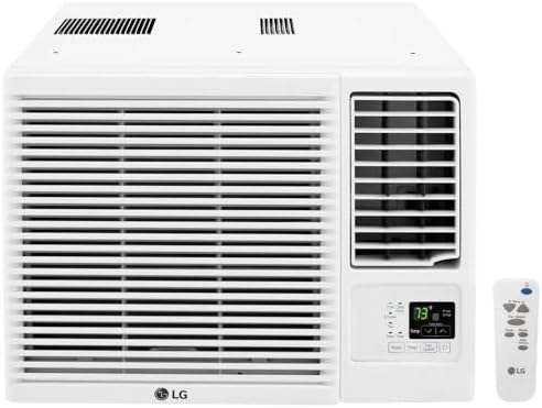 LG 18,000 BTU Window Air Conditioner with Heat, 230/208V, Cools 1,000 Sq.Ft. for Bedroom, Living Room, Basement, Apartment, with Remote, 2 Speeds, 24-Hour Timer, White