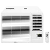 LG 18,000 BTU Window Air Conditioner with Heat, 230/208V, Cools 1,000 Sq.Ft. for Bedroom, Living Room, Basement, Apartment, with Remote, 2 Speeds, 24-Hour Timer, White