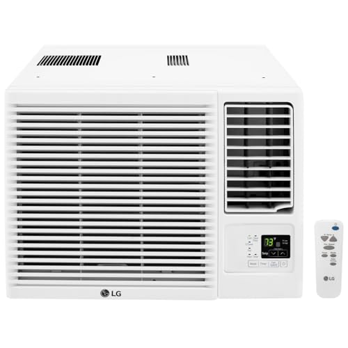 LG 18,000 BTU Window Air Conditioner with Heat, 230/208V, Cools 1,000 Sq.Ft. for Bedroom, Living Room, Basement, Apartment, with Remote, 2 Speeds, 24-Hour Timer, White