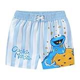 Sesame Street Cookie Monster Boys UPF 50+ Swim Trunks Shorts Bathing Suit for Infant and Toddlers Blue Green
