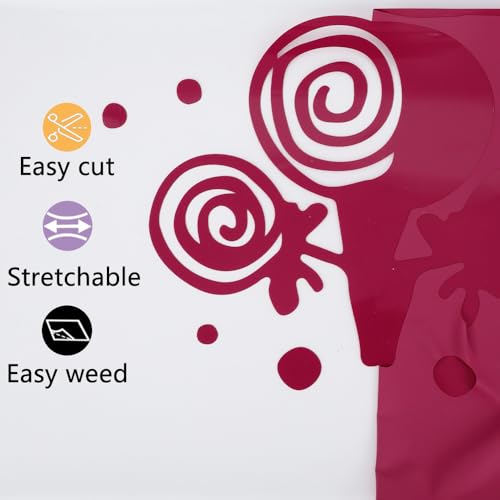 Image of guangyintong Rose Red Heat Transfer Vinyl HTV Rolls, 12 inch x 5ft Rose Red Iron on Vinyl for T Shirts, Glossy Surface HTV Vinyl for All Cutter Machine Easy to Cut & Weed for Heat Vinyl Design