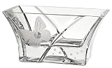 Elegant Small Hand Blown Glass Bowl - Decorated with Swarovski Crystal and Sandblasted Butterfly - U