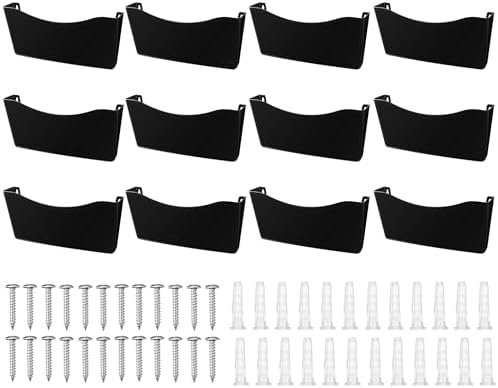 Tenceur 12 Pcs Plastic Single Pocket Wall Mount File Holder With Double Sided Adhesive Tape And Screws Wall File Hanging Folder Letter Paper Mail Organizer For Office Home Classroom (Clear - View #4