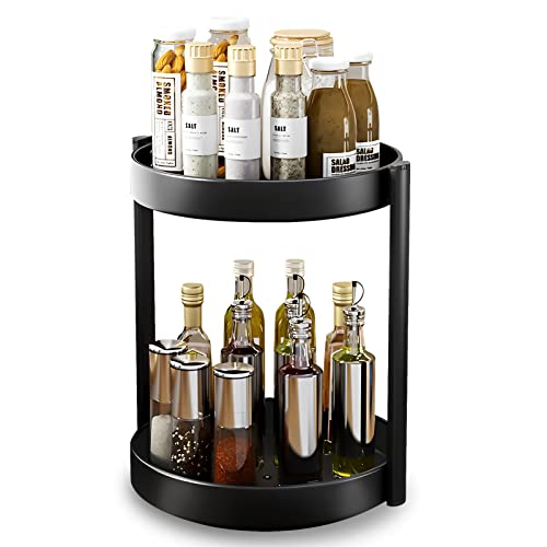 Organizador de Especias Giratorio de 2 Niveles, carrusel de Especias de pie, Organizador de Especias Giratorio de 360°, Bandeja giratoria