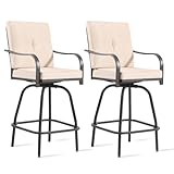 STRPRETTY BASIC Patio Swivel Bar Stools Set of 2, Outdoor Bar Height Patio...