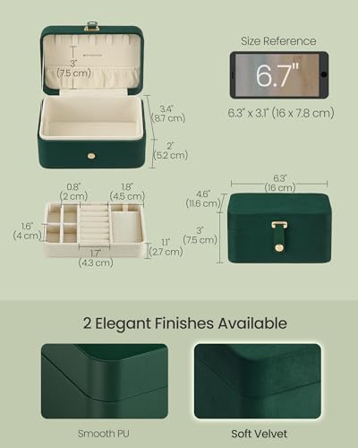 Image of SONGMICS Travel Jewelry Organizer, 2-Layer Portable Jewelry Box Case