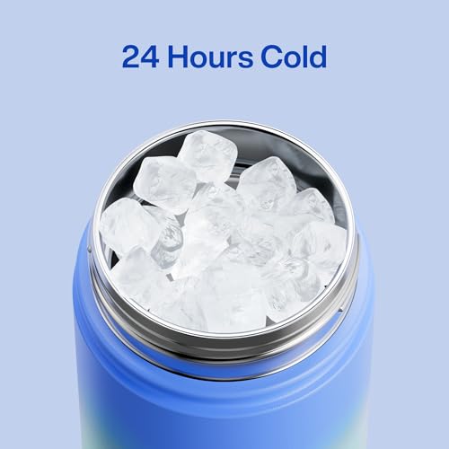 Image of Kids Insulated Water Bottle with Straw - 12oz Stainless Steel Water Bottle with Dual Spouts, Leak-Proof, BPA-Free, Double Wall Vacuum Keeps Cold for 24 Hours for Sports, Travel (Frosted Lilac)