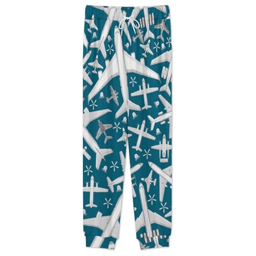 Plane Pattern Aircraft Airplane Jet Soft Men's Pajama Set Warm Sleepwear Loungewear Long Sleeve Top & Bottom PJs4