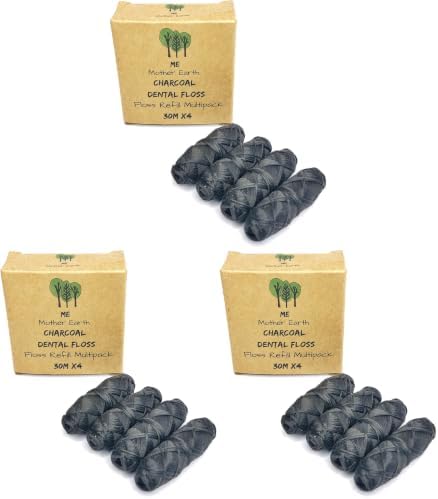 Me Mother Earth Charcoal Dental Floss Refill, Waxed, Black, 12 Pack image 4