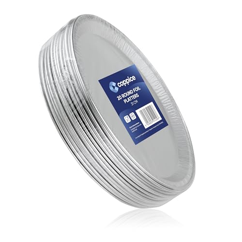 Coppice Silver Round Aluminium Foil Platters for Parties, Buffets & Entertaining | 31cm | Food Safe (20)