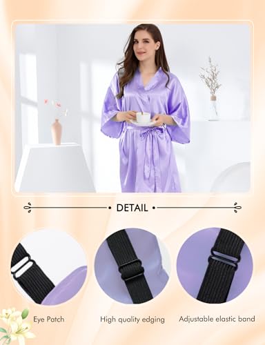 Image of MORFORU Women Bride Bridesmaid Silky Satin Kimono Robe Solid Color Sleepwear for Wedding Party Getting Ready, Short