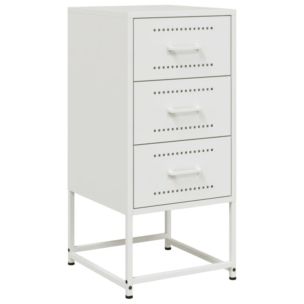 Comodino bianco 36 x 39 x 78 cm acciaio moderno design industriale con 1 cassetto per camera da letto soggiorno ufficio