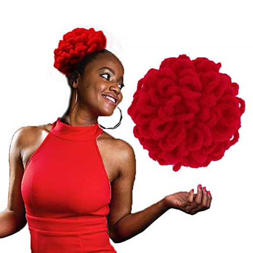 Abellee DreadLock Bun Loc Petal Bun for Black Women (Red)