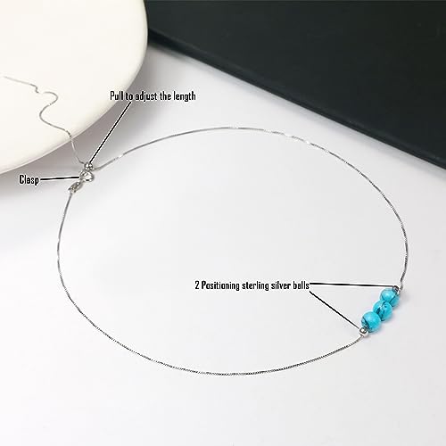 Sterling Silver Turquoise Choker Necklace For Women Dainty Western Turquoise Jewelry As Boho Gifts For Girl, Turquoise Crystals Healing Stones Collar Choker Necklace As Teal Jewelry Gift From Sereney #TOP3