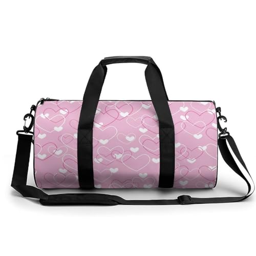 Sac week-end rose à coeurs idéal pour le camping et la randonnée