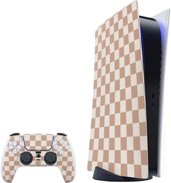 Skinit Decal Gaming Skin Compatible with PS5 Bundle - Neutral Checkered Design