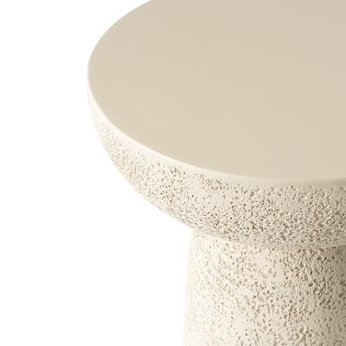 SHYFOY Moderner Beistelltisch mit Sockel, runder Tisch in Sanduhrform mit strukturierter Oberfläche, beige, hoher Sofatisch für Wohnzimmer und Terrasse, 30 x 30 x 62 cm – Bild 8