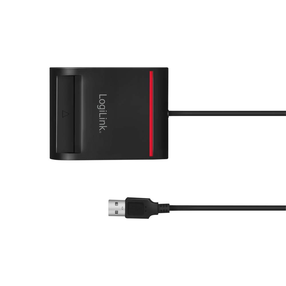 LogiLink Czytnik kart USB 2.0 Smart ID do kart IC/ID, do Windows i Mac OS Catalina 10.15 lub nowszych, czarny