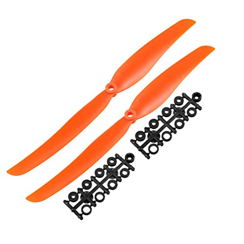 uxcell RC Propellers CW 1060 10x6 Inch 2-Vane Fixed-Wing for Airplane Toy, Nylon Orange 2pcs with Adapter Rings