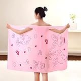 BLUZO Microfiber Bathing Wearable Magic Towel Bath Towel Beach and Spa Bathrobe Bathroom Towel Dress with Straps for Girls & Women (300 GSM Pink Towel Pack of 1)
