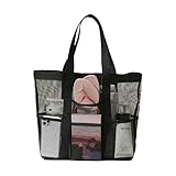 Design pliable et imperméable à l'eau et au sable : ce sac de plage en maille dispose d'un design pliable pour un rangement et un transport faciles, avec une fonctionnalité imperméable et résistante au sable pour garder vos affaires au sec et à l'abri du sable à la plage ou à la piscine.