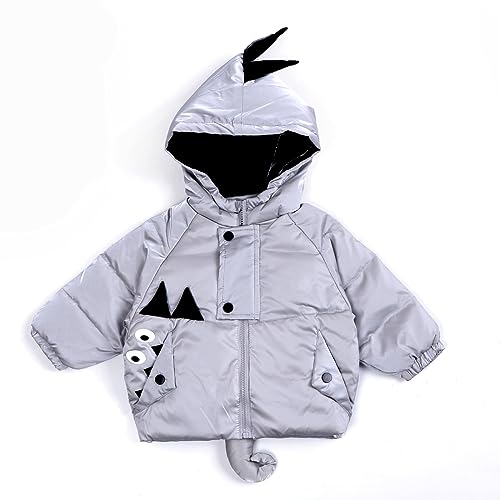Image of Bold N Elegant Kid's Standard Length Polyester Winter Dinosaur Bomber Jacket Hoodie Puffer Quilted Jacket Coat for Baby Boys and Girls