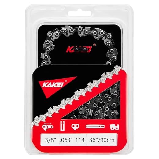 KAKEI 36 Inch Chainsaw Ripping Chain 3/8" Pitch .063" Gauge 114 Drive Links Fits Husqvarna, Stihl Models (1 chain) - Semi Chisel