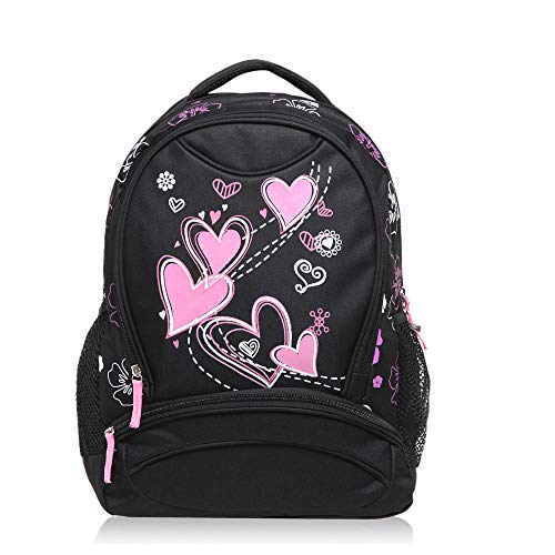 Hynes Eagle Kids School Backpack Sweetheart Pattern Backpack for Girl (Black)