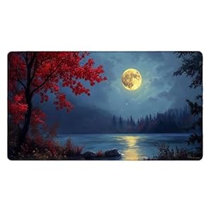 Gaming Mauspad XXL, Mousepad 600x300mm, (Der Mondsee) Mauspads groß Vernähte Kanten WassXerdicht Anti-Rutsch, rutschfeste Gummibasis, Verbessert Präzision und Geschwindigkei, PC Laptop Arbeiten xR4921