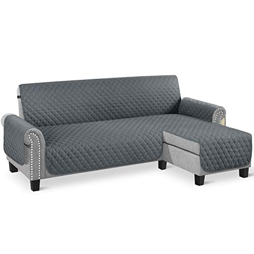 TAOCOCO Couch Slipcover L Shape Sofa Cover Sectional Couch Chaise Lounge Cover Reversible Sofa Cover Furniture Protector Cover for Home DÃ©cor (Bluish-Grey, Large)